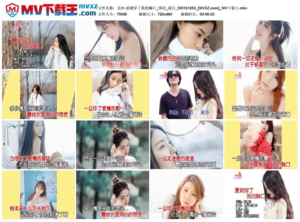 吴沙-爱刺穿了我的胸口_国语_流行_MD101253